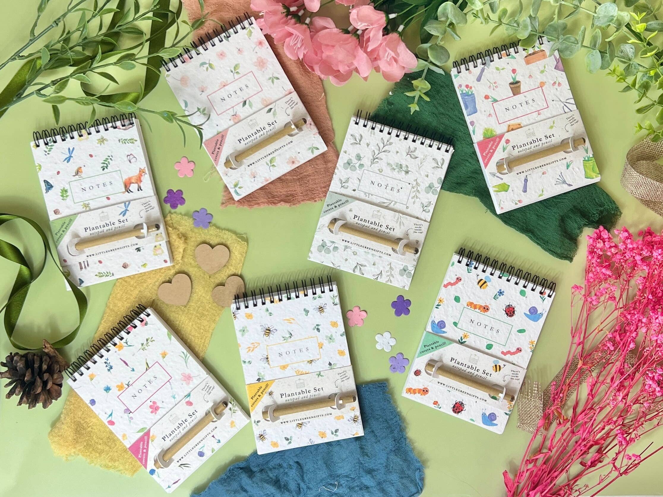 Little Green Gifts - A6 Notepad & Pencil Set - Choice Of Designs (TU-6): 003 - Blushing Blooms - More Than Just a Gift | Narborough Hall