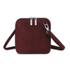 Soft Suede Effect Double Zip Crossbody Bag - Wine