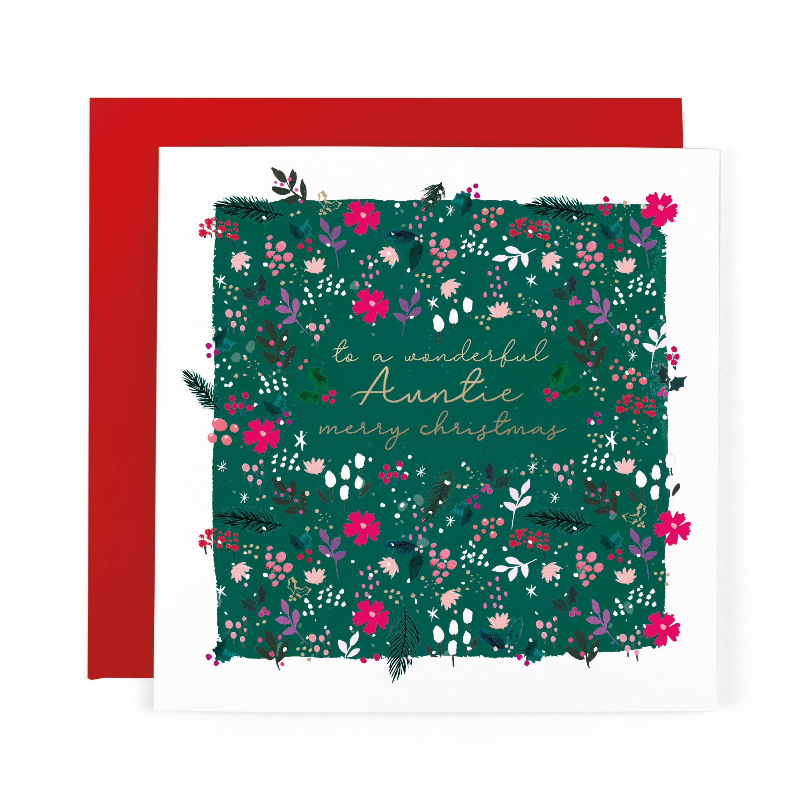 Hotchpotch - Auntie Snowdrop Christmas Card Ditsy Foliage