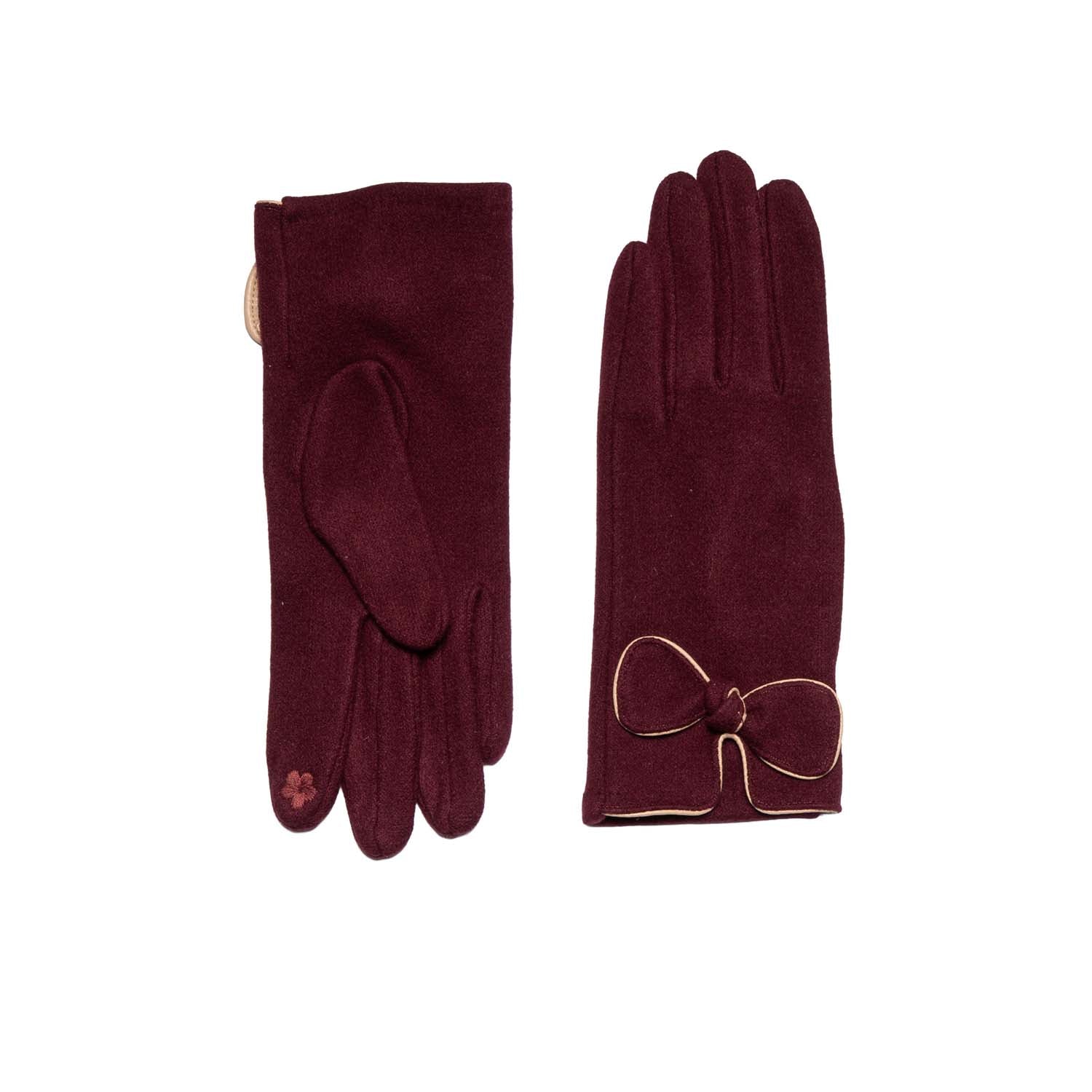 Loxley Lane Burgundy Bow Detail Gloves Touchscreen