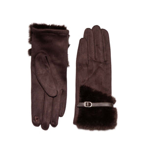 Loxley Lane Chocolate Gloves Faux Fur Detail Touchscreen – gloves