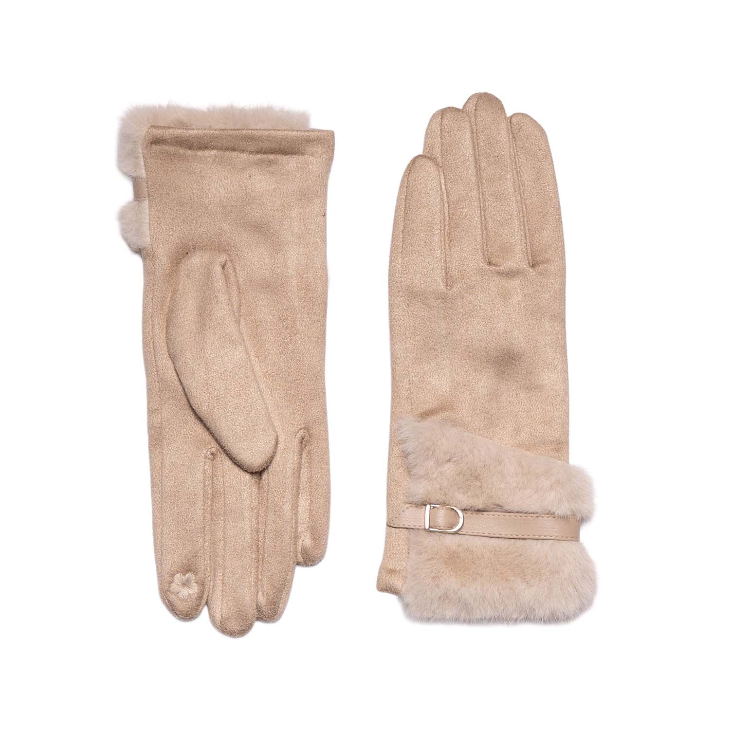 Loxley Lane Cream Gloves Faux Fur Detail Touchscreen