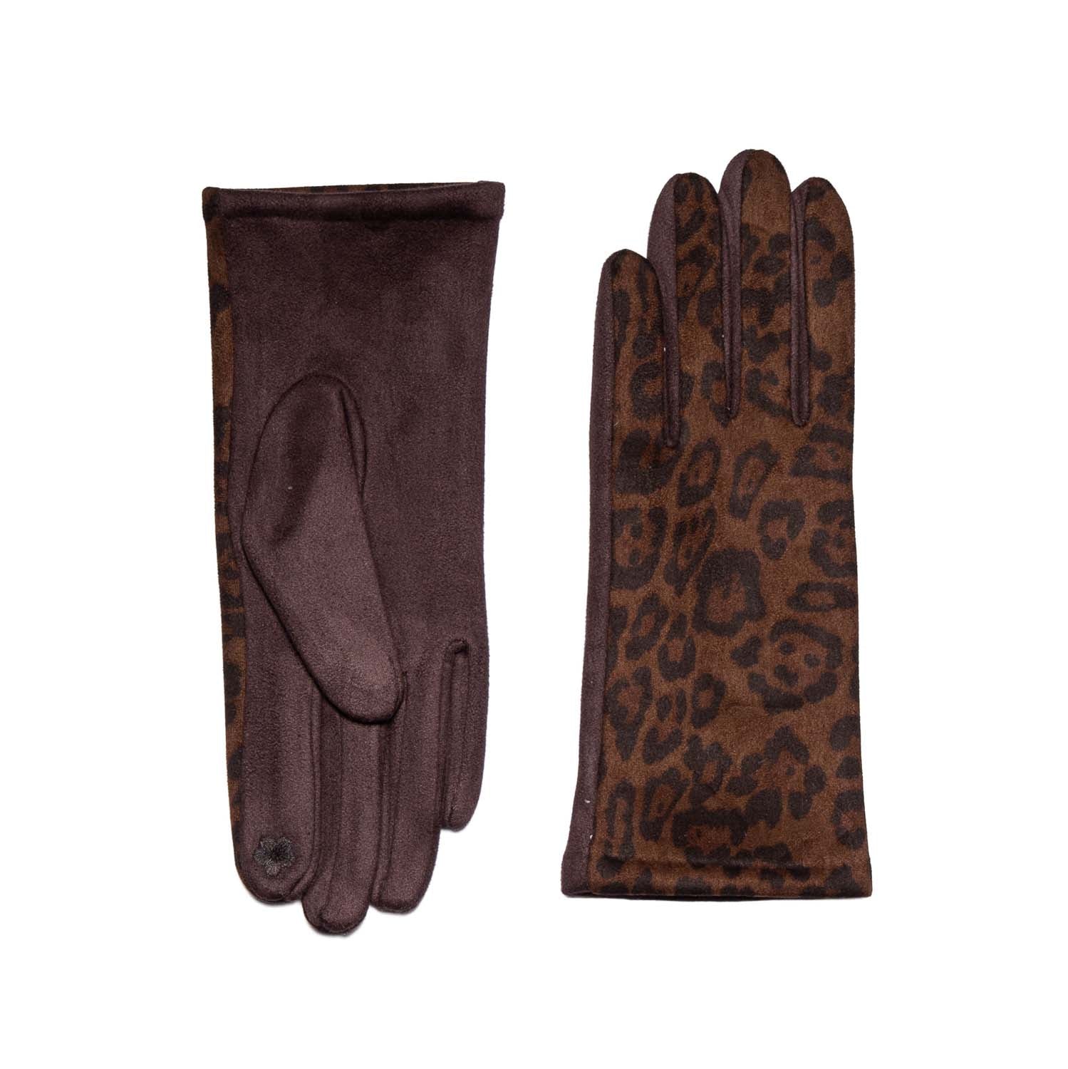 Loxley Lane Chocolate Animal Print Gloves Touchscreen