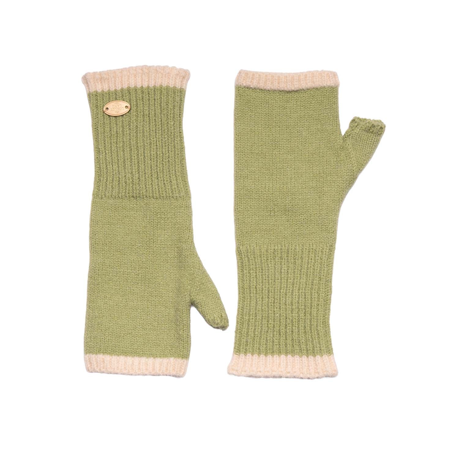 Loxley Lane Green Gloves Border Detail Fingerless