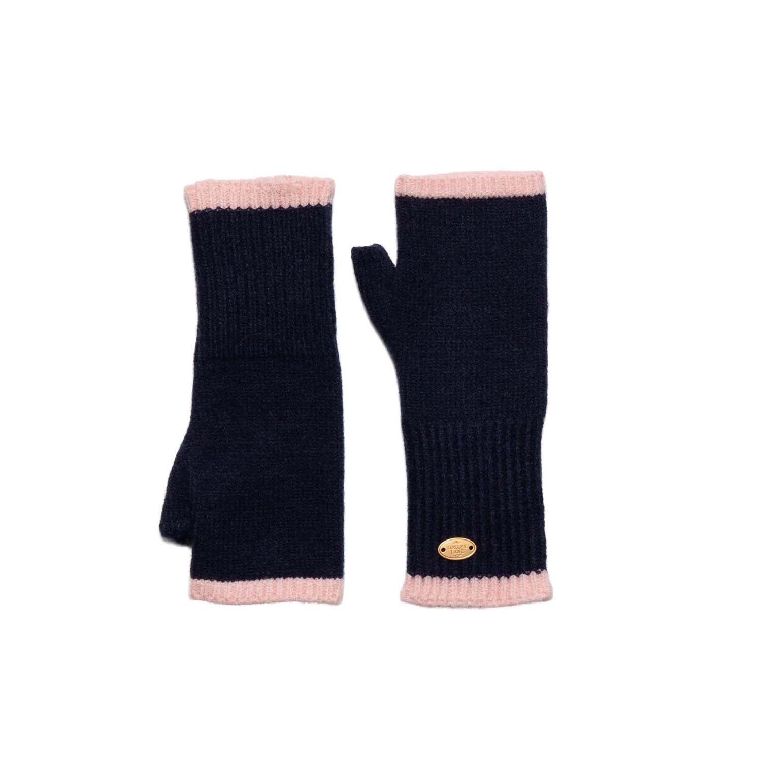 Loxley Lane Navy Gloves Border Detail Fingerless