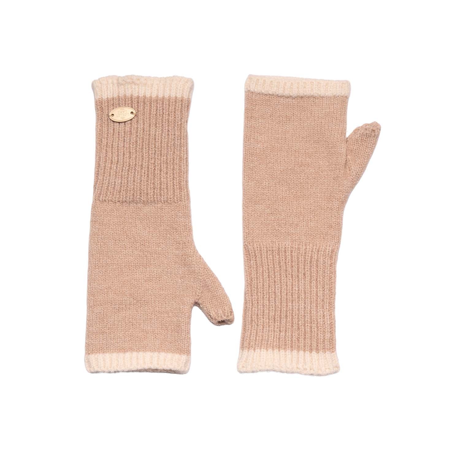 Loxley Lane Caramel Gloves Border Detail Fingerless