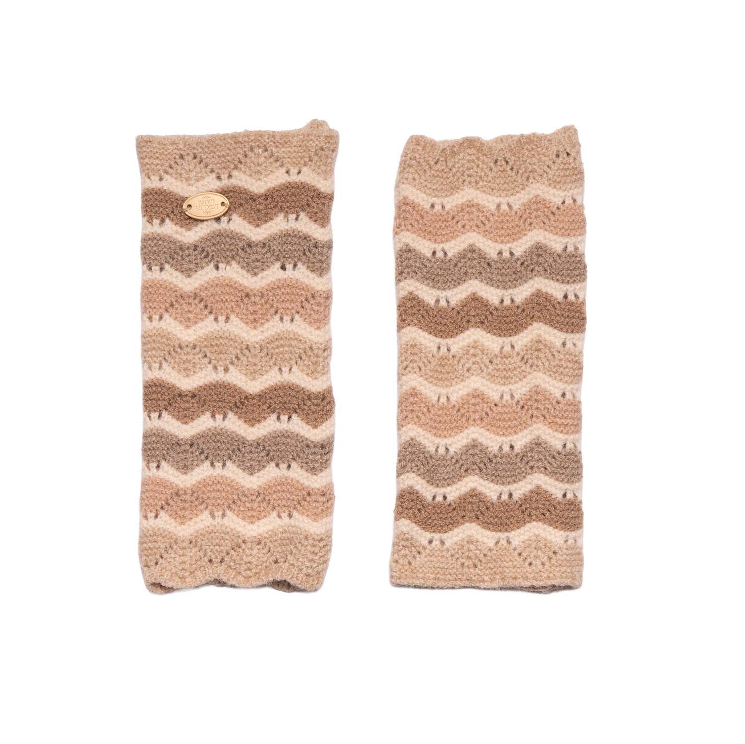 Loxley Lane Cream Gloves Fingerless Wave Design