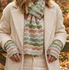 Loxley Lane Green Gloves Fingerless Wave Design