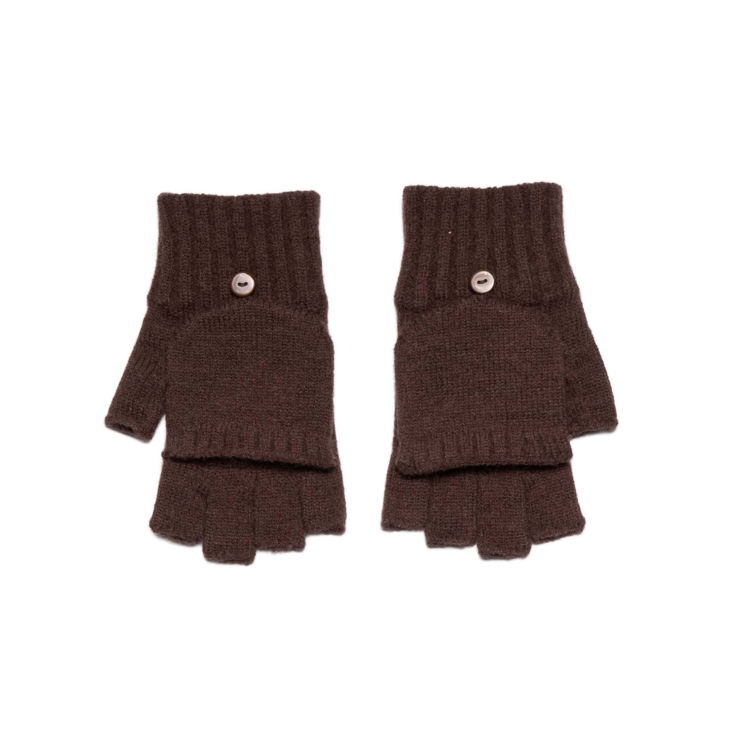 Loxley Lane Chocolate Knitted Gloves Multi-Way