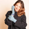 Zelly Button Detail Blue Gloves