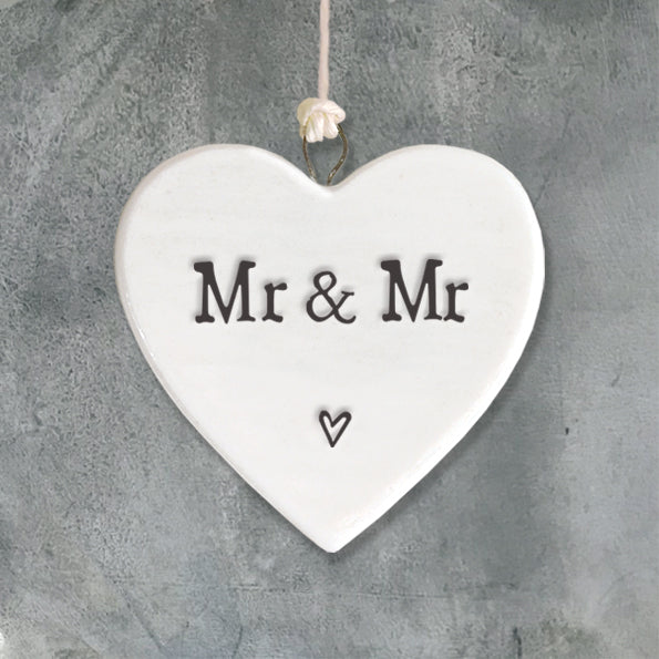 East of India Mr & Mr Hanging Porcelain Heart