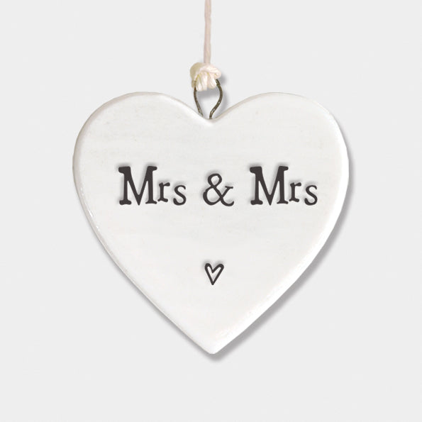 East of India Mrs & Mrs Hanging Porcelain Heart