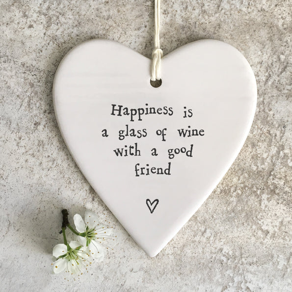 East of India Glass of Wine Hanging Heart