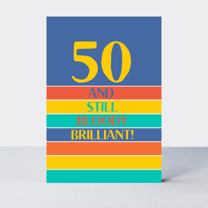 Petimo - Bright Side 50th Fifty Birthday Bright Stripe Card - More Than Just a Gift | Narborough Hall