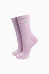 Sock Talk Cocktail Embroidered Combed Cotton Glitter Socks in Soft Pink