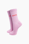 Sock Talk Bestie Combed Cotton Glitter Socks in Light Pink