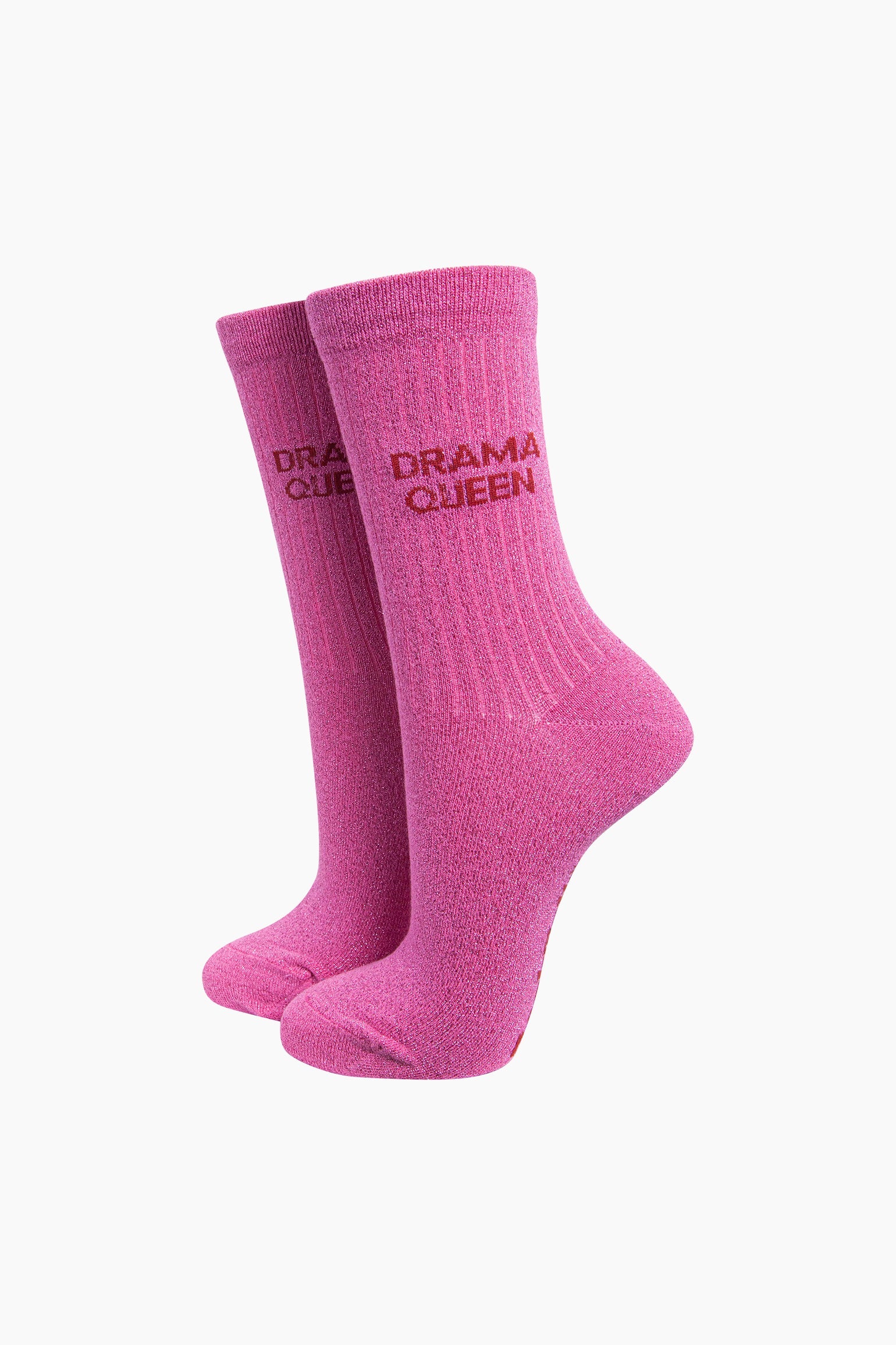 Sock Talk Drama Queen Combed Cotton Glitter Socks in Hot Pink