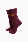 Sock Talk 100% Faithful Combed Cotton Glitter Socks in Wine