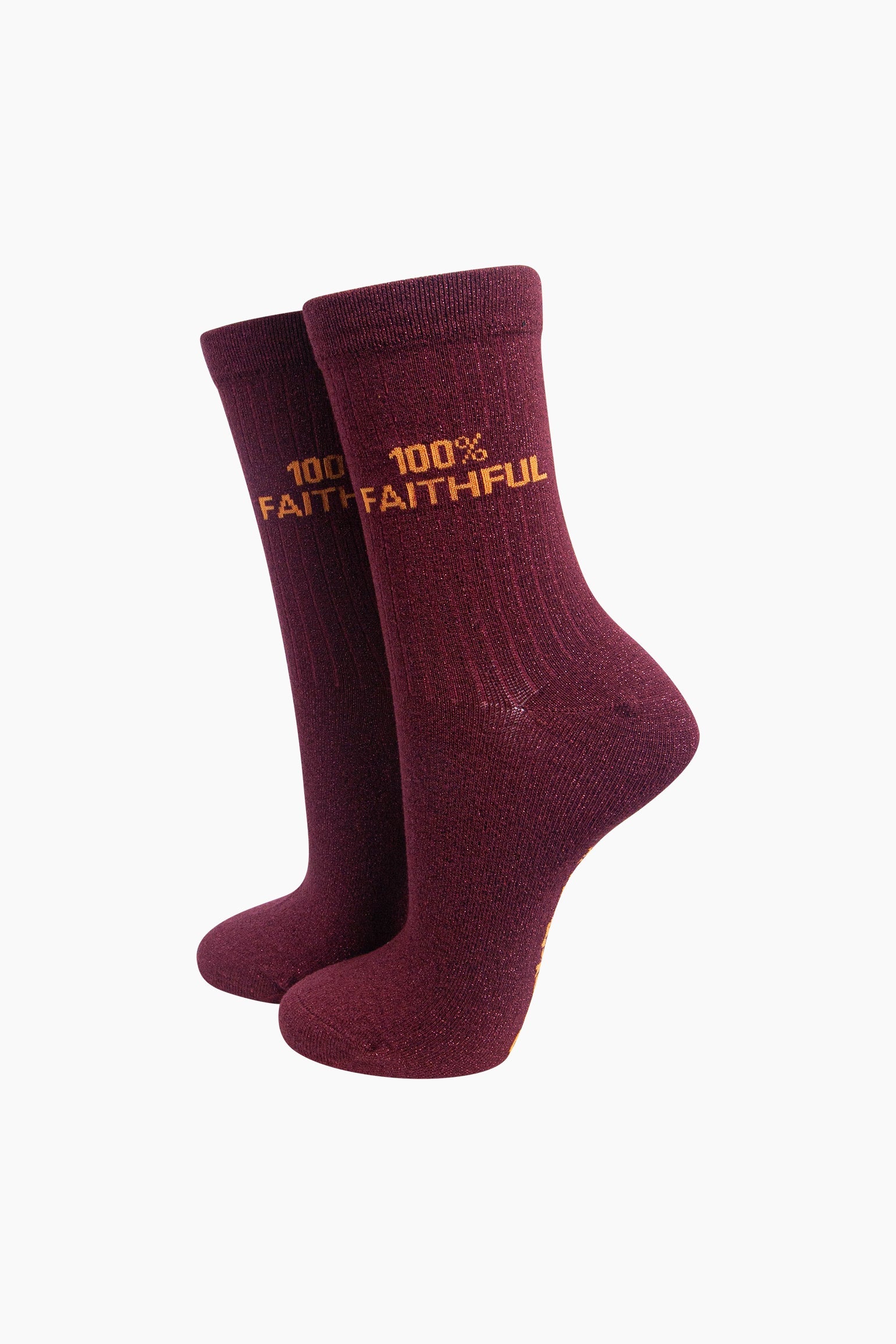 Sock Talk 100% Faithful Combed Cotton Glitter Socks in Wine