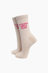 Sock Talk Strong Girls Club Combed Cotton Glitter Socks in Cream