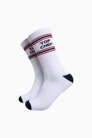 Sock Talk Top Chef Organic Cotton Sports Socks in White/Black