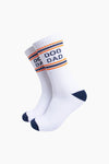 Sock Talk Dog Dad Organic Cotton Sports Socks in White/Navy Blue