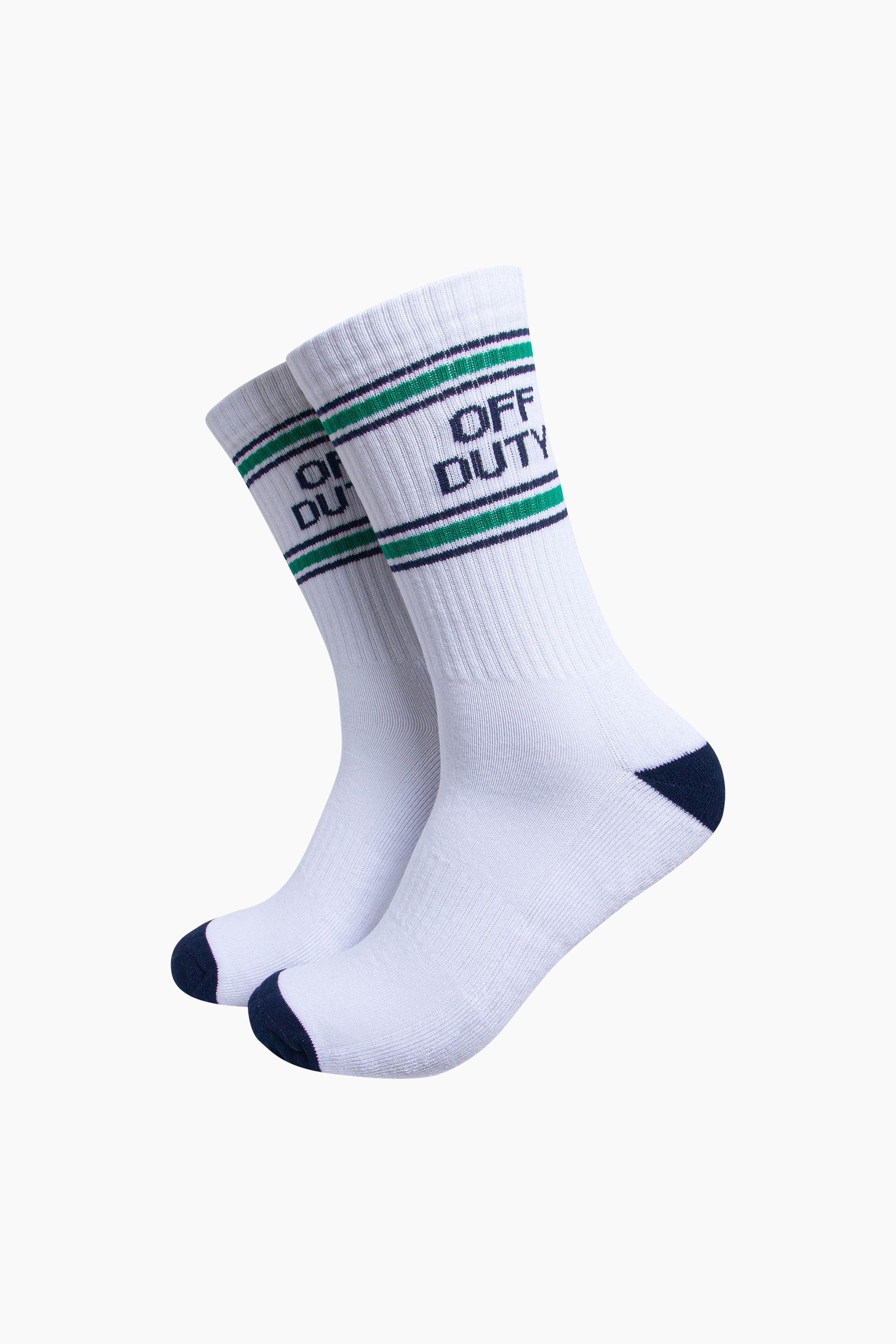 Sock Talk Off Duty Organic Cotton Sports Socks in White/Navy Blue