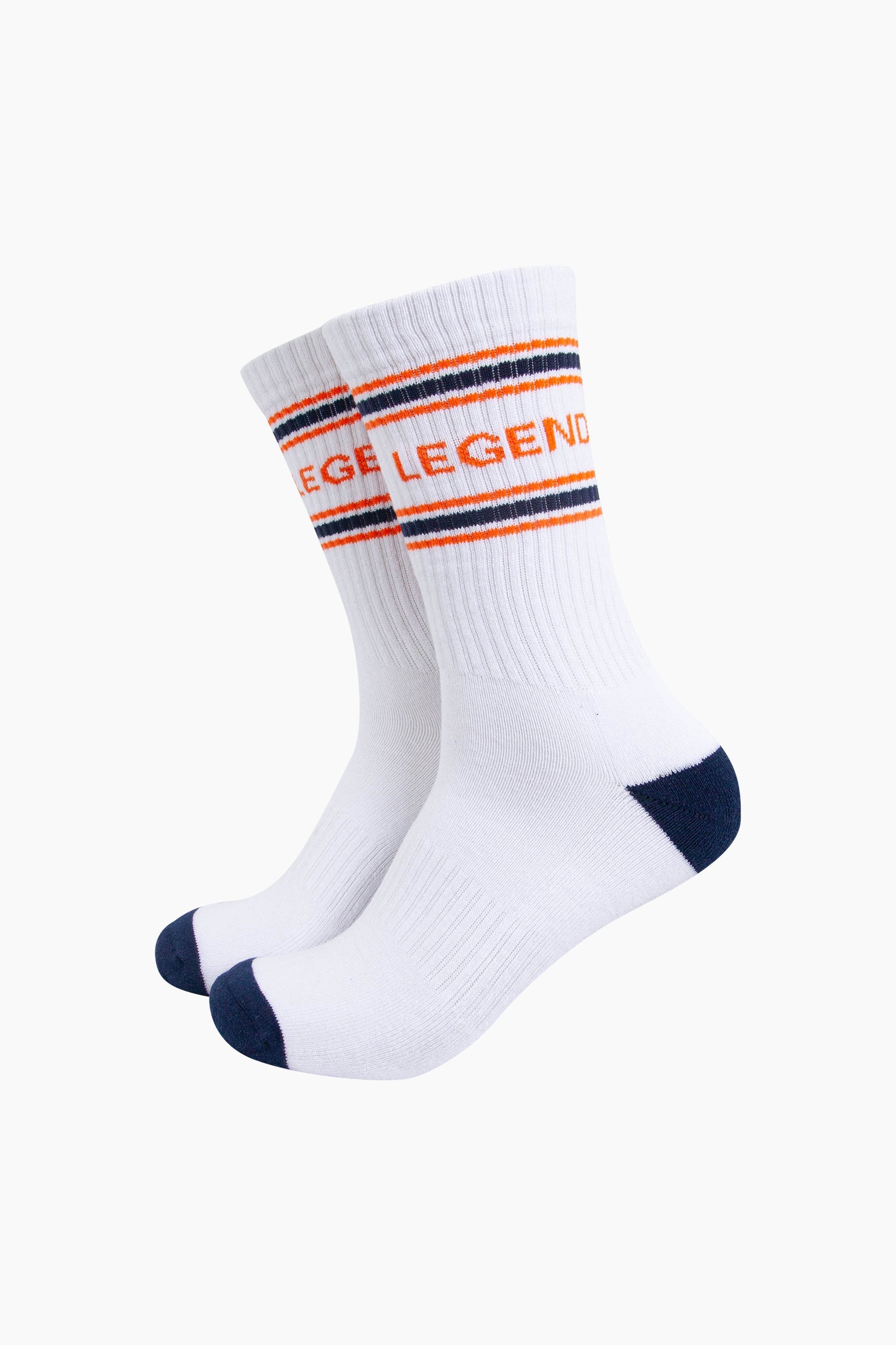 Sock Talk Legend Organic Cotton Sports Socks in White/Navy Blue