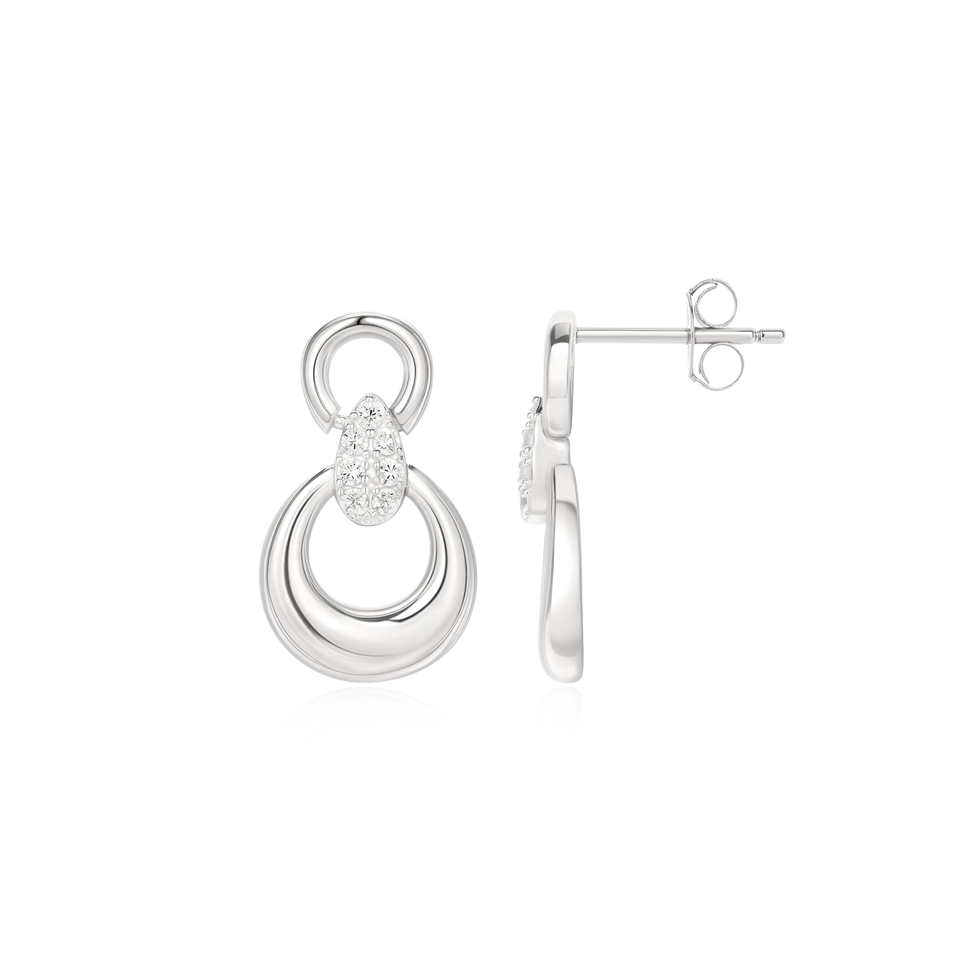 Sterling Silver Linked Ovals Earrings