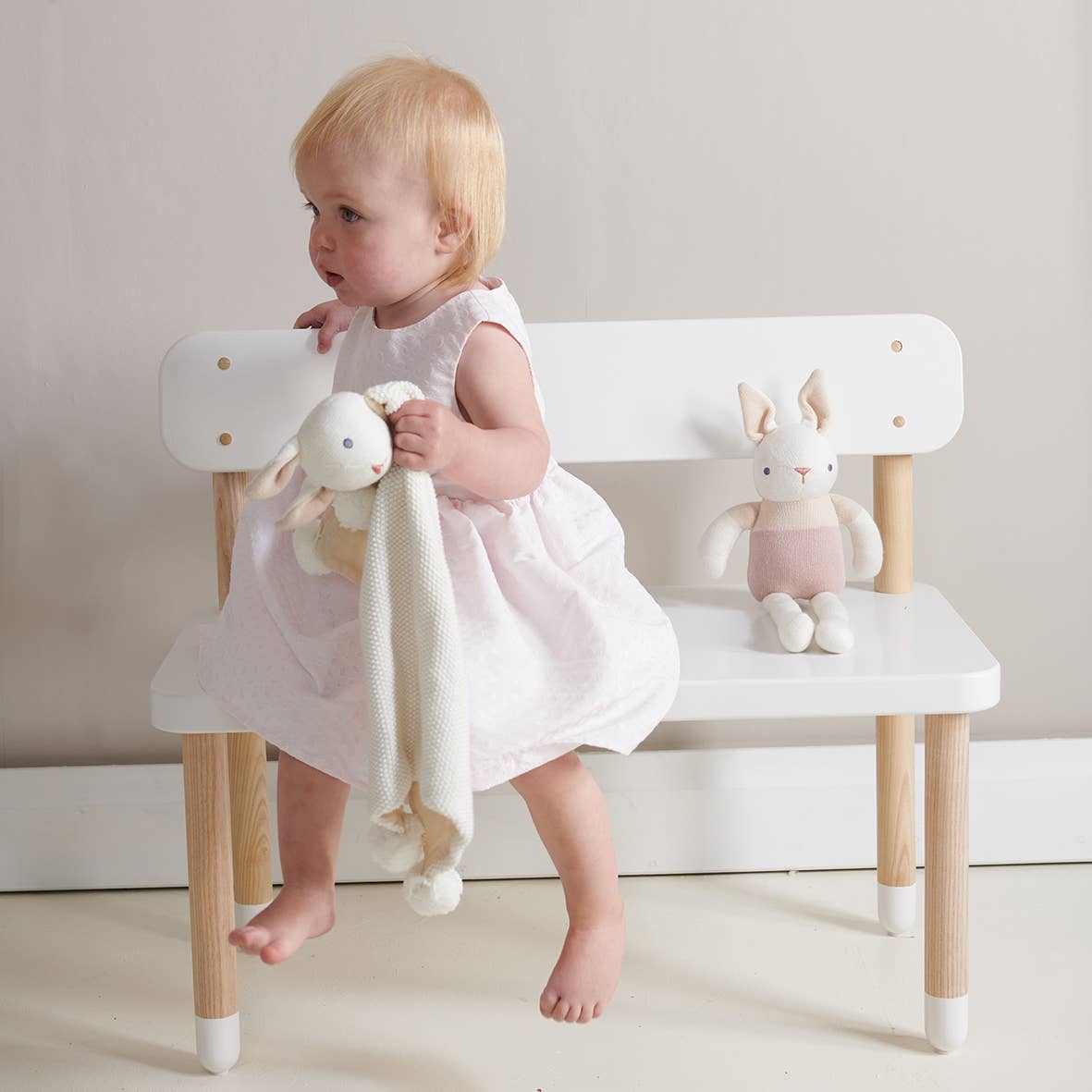 ThreadBear Design - Baby Threads Cream Bunny Rattle