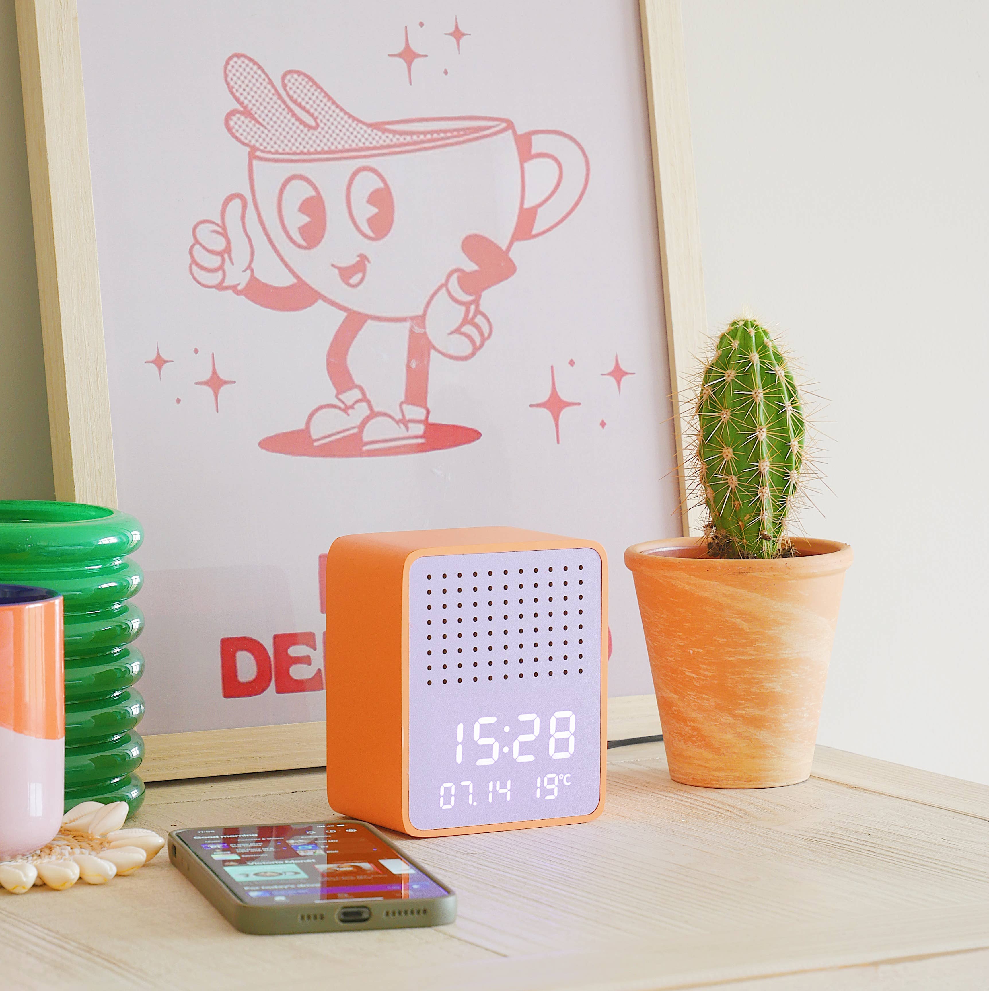 Steepletone Rise Play - Bluetooth Speaker & Alarm Clock: Purple/Orange