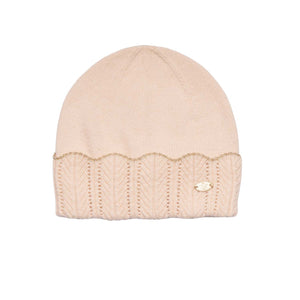 Loxley Lane Cream Beanie Hat with Scalloped Edge – hat