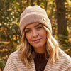 Loxley Lane Caramel Beanie Hat Knitted Border Design