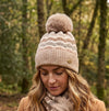 Loxley Lane Cream Pom-Pom Hat Wave Detail