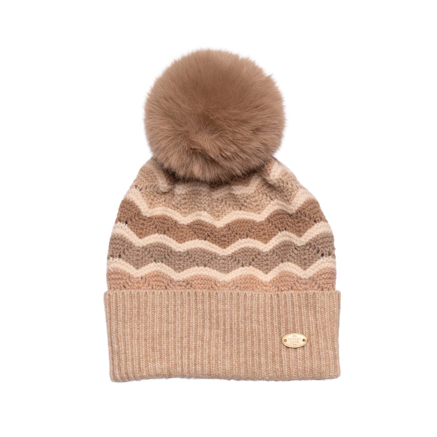 Loxley Lane Cream Pom-Pom Hat Wave Detail
