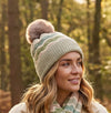 Loxley Lane Green Pom-Pom Hat Wave Detail