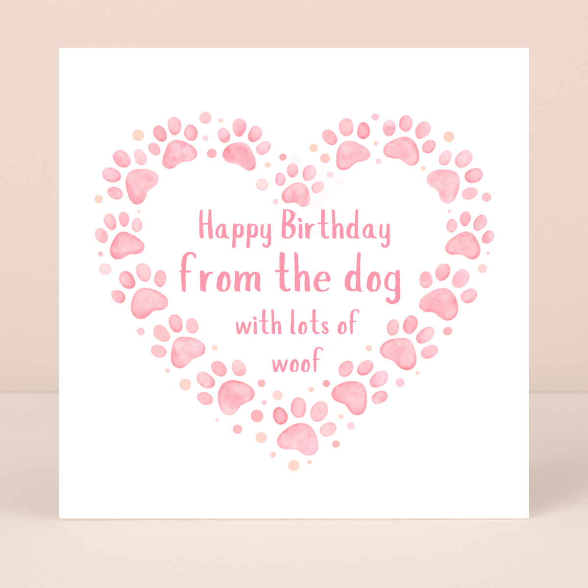 Petimo - Sweet Hearts Happy Birthday from the Dog Pink Heart Card