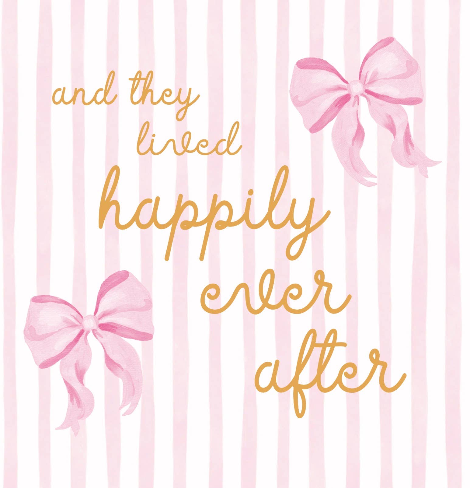 Petimo - Happily Ever After Pink Bows & Stripe Wedding Card