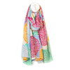 POM Bamboo scarf with blue and pink dotty circle print