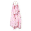 Pastel Pink and Metallic Dragonfly Print Scarf