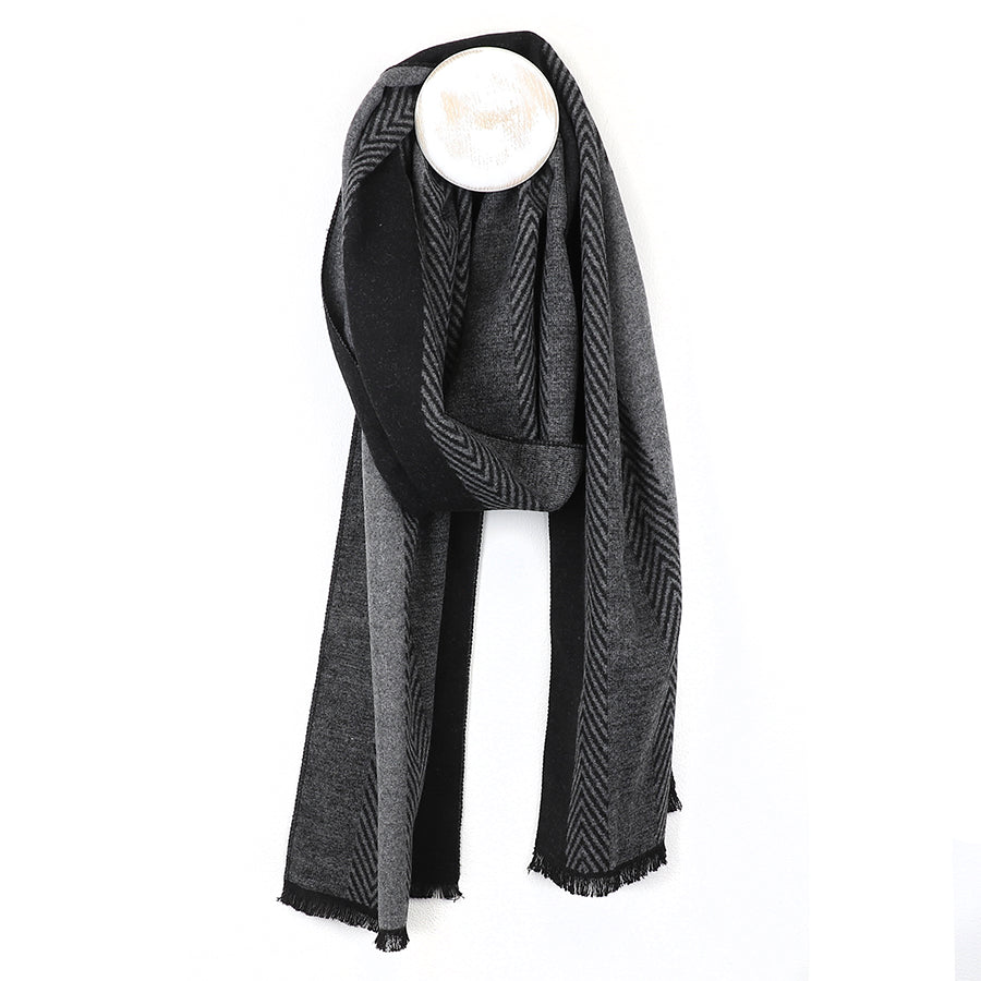 Men's Grey Mix Chevron Stripe Scarf