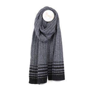 Men's Grey Gradient Stripe Knitted Scarf