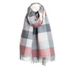 Harriet Pleated Check Scarf – Dusky Pink & Grey