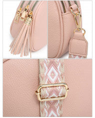 Pink Tassel Cross Body Bag