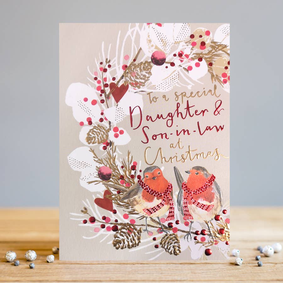 Louise Tiler - Daughter & Son-in-Law Christmas Robins Card