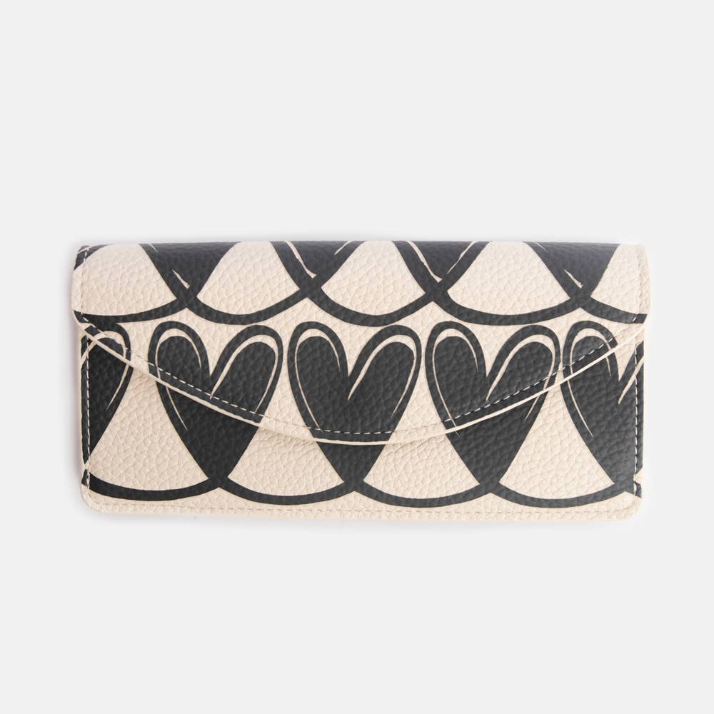 Caroline Gardner - Mono Linked Hearts Long Envelope Purse
