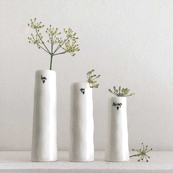 East of India Love You Always Trio of Bud Vases