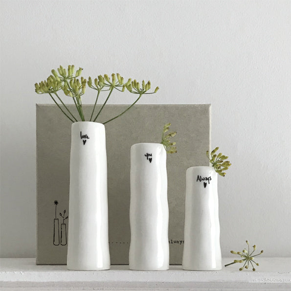 East of India Love You Always Trio of Bud Vases