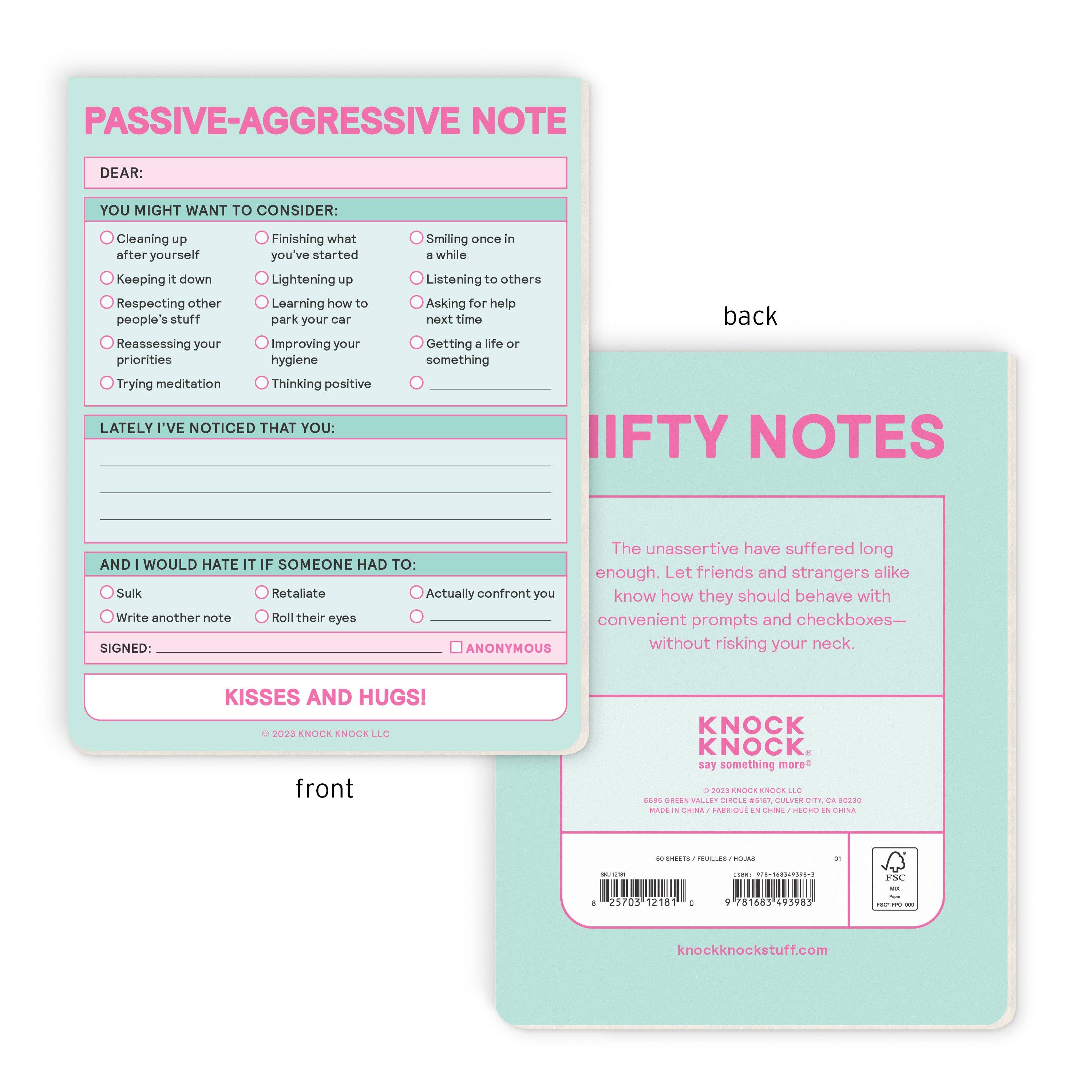 Abrams & Chronicle Books - Knock Knock Passive Aggressive Nifty Note (Pastel Version)