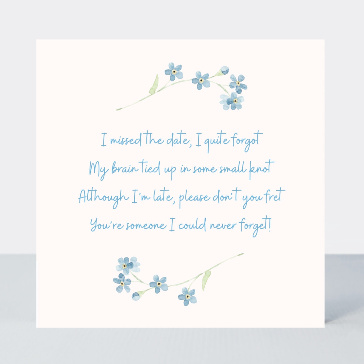Petimo - In Clover Belated Birthday Forgot Blue Flower Card